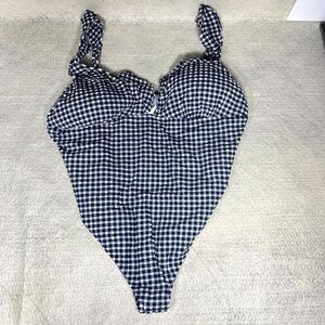 J.Crew V-Neck One Piece Bathing Suit n Gingham Ladies Size 24 NEW BE754 WNA